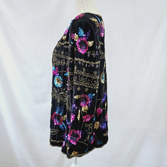 Vintage Plus Drapers + Damons Sequin Floral Jacket size 1X - Picture 6 of 10